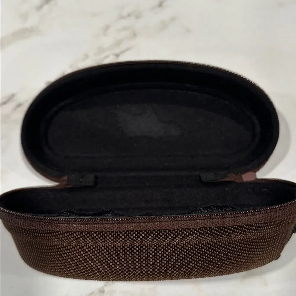 Maui Jim Sunglass Case Semi Hard Brown Clamshell Zip Around